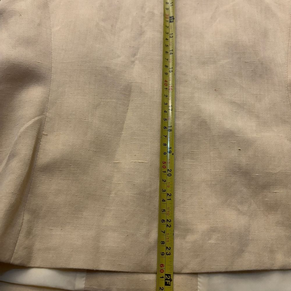 Linen Blend Skirt Suit Size10 Butter Yellow Cargo Safari Fisherman Blazer Jacket - Picture 7 of 13